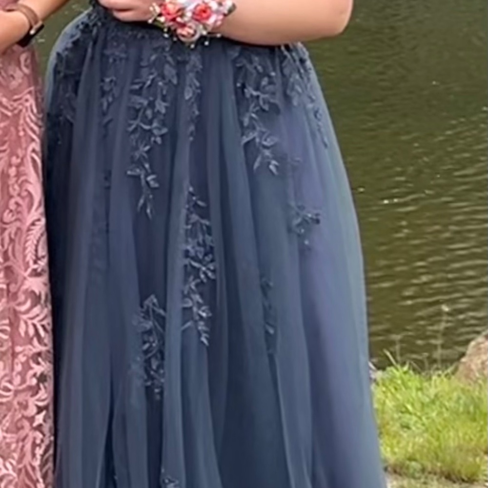 Floral Appliqué Ballgown with illusion corset - Picture 2 of 6